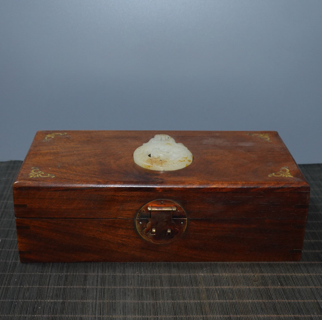 Pear wood inlaid gemstone jewelry box