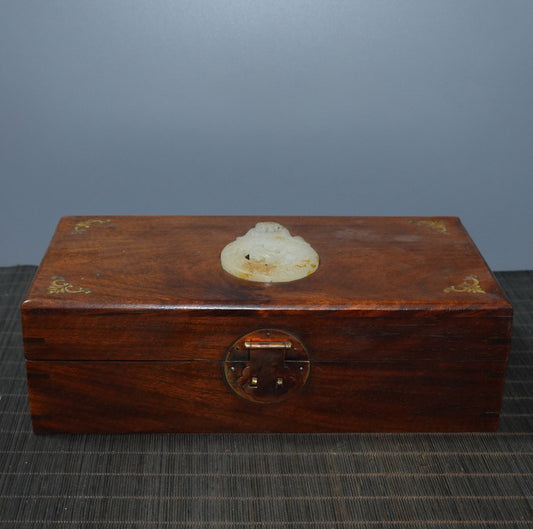 Pear wood inlaid gemstone jewelry box