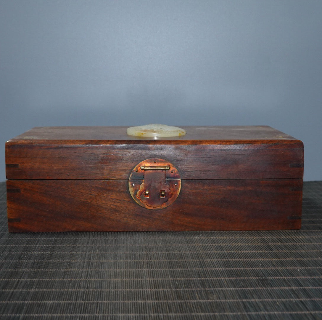 Pear wood inlaid gemstone jewelry box