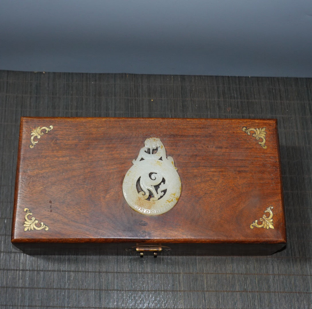 Pear wood inlaid gemstone jewelry box