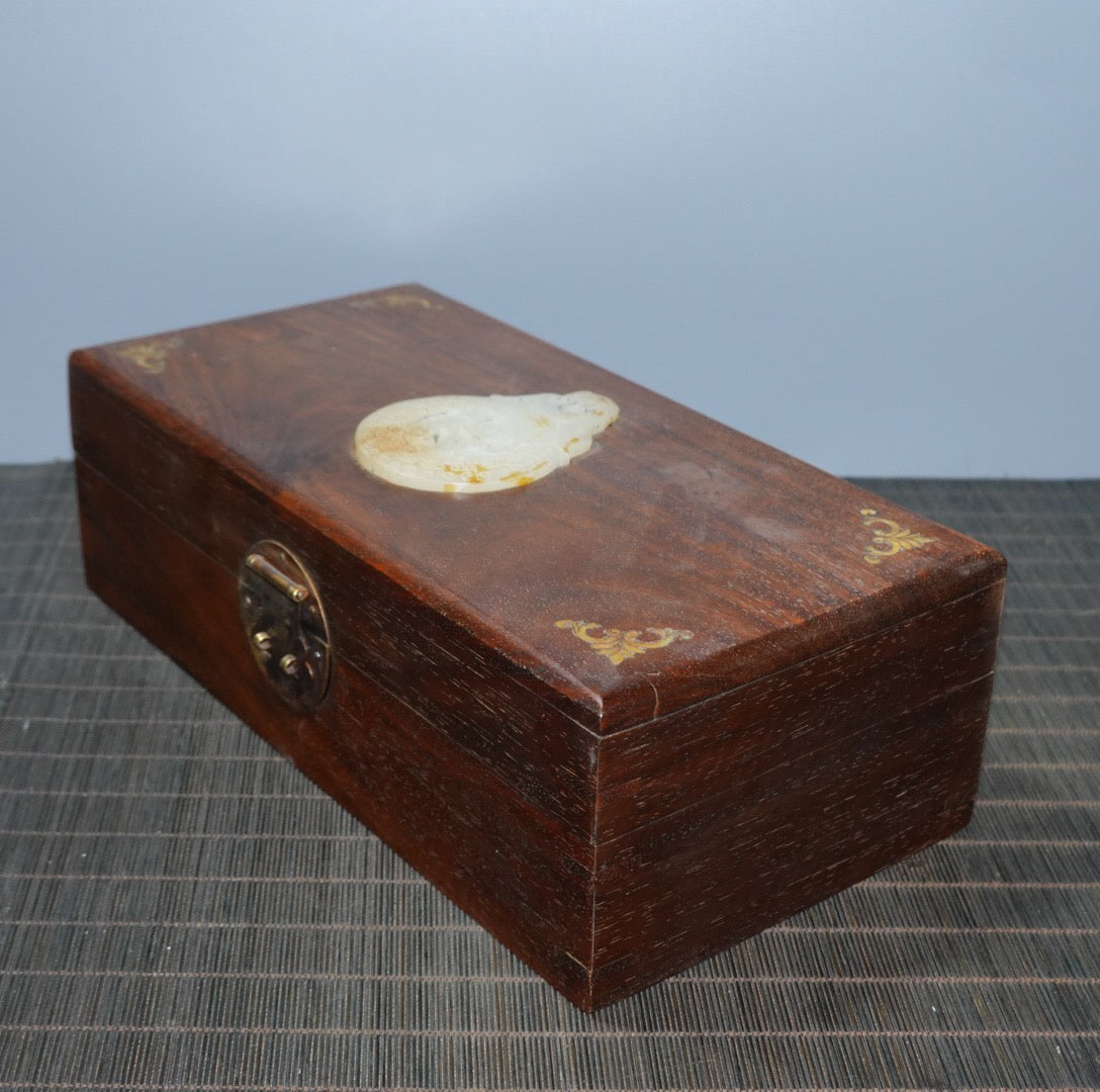 Pear wood inlaid gemstone jewelry box