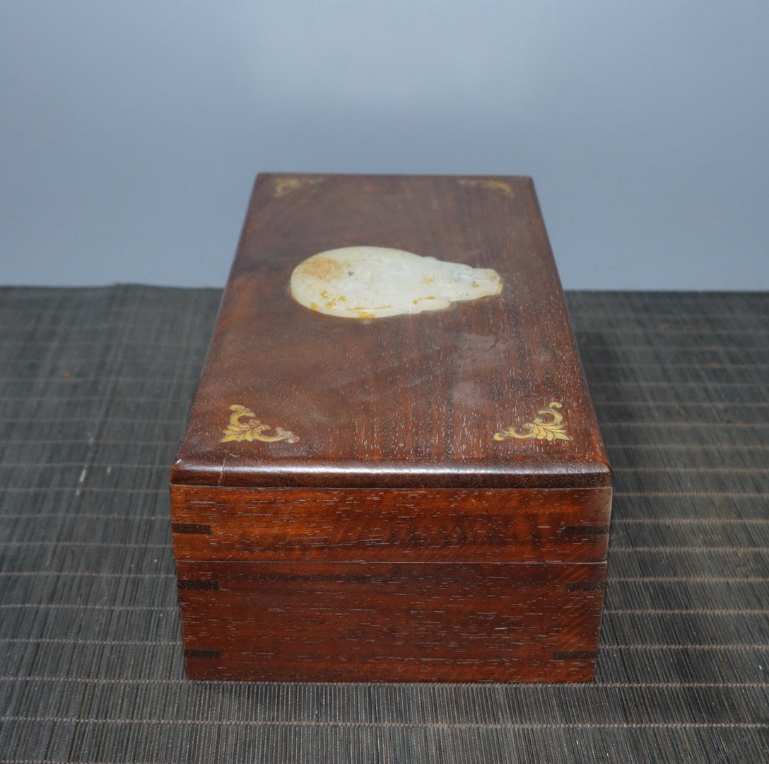 Pear wood inlaid gemstone jewelry box