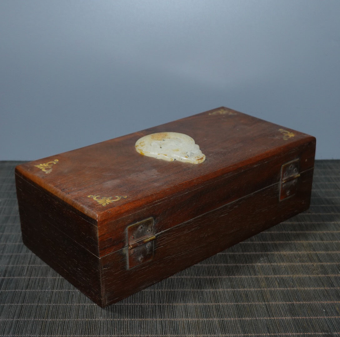 Pear wood inlaid gemstone jewelry box
