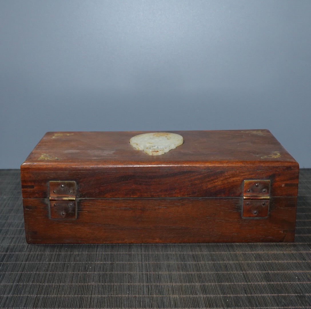 Pear wood inlaid gemstone jewelry box