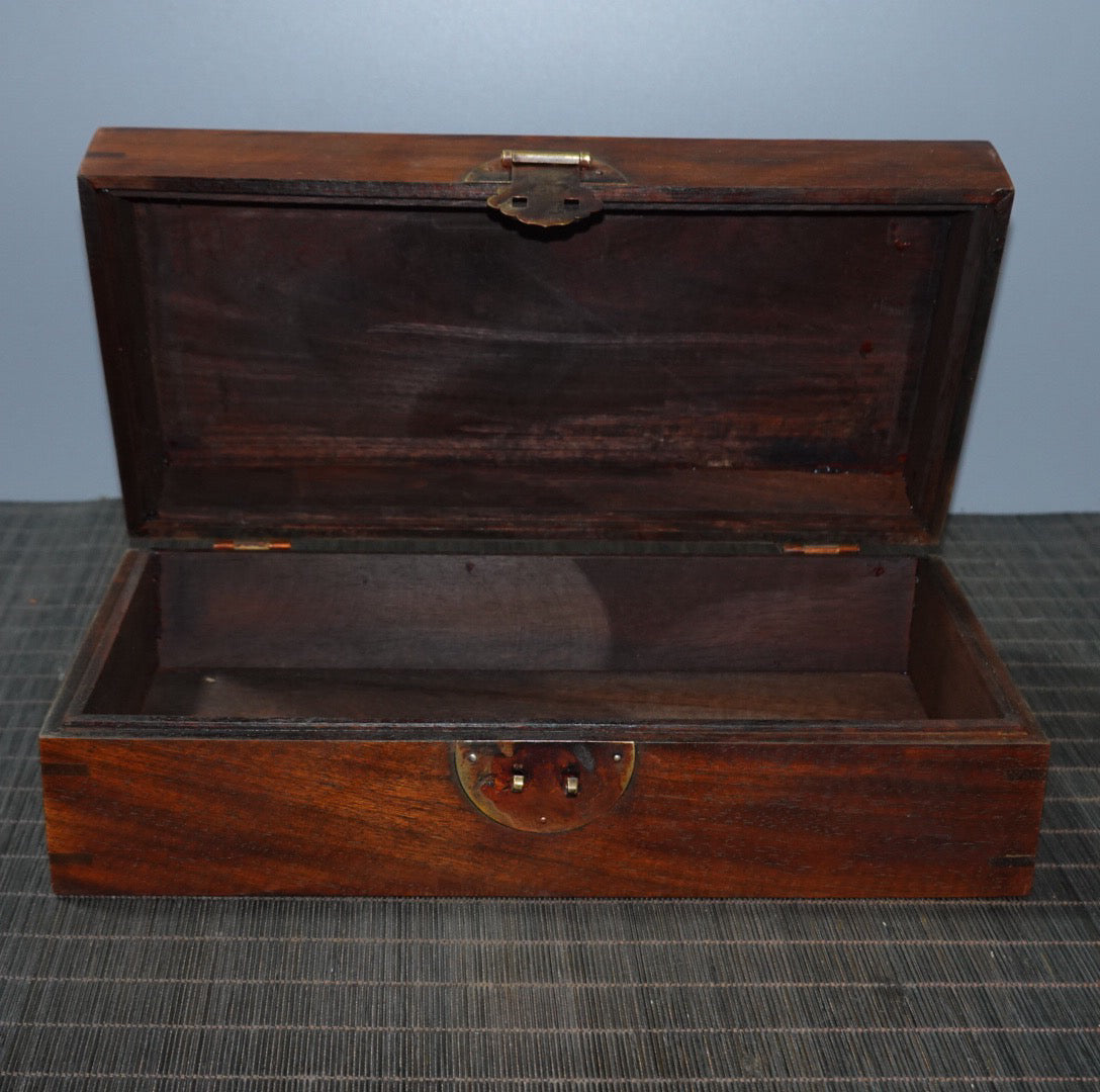 Pear wood inlaid gemstone jewelry box