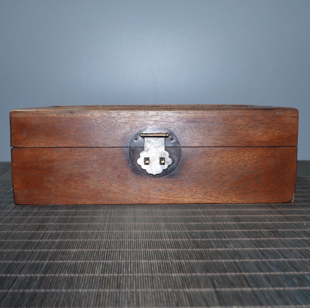 Pear wood carved flower craft jewelry box