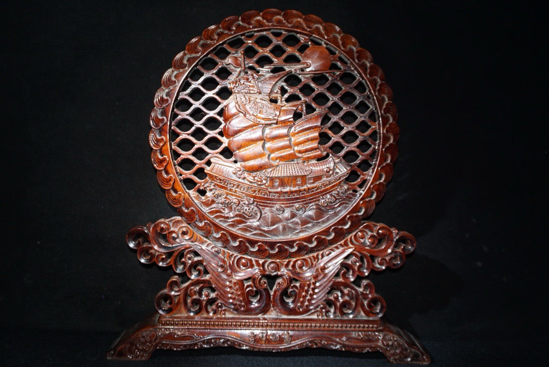 Chinese antique rosewood screen ornaments