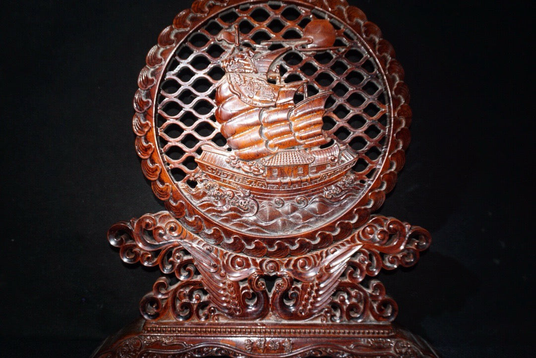 Chinese antique rosewood screen ornaments
