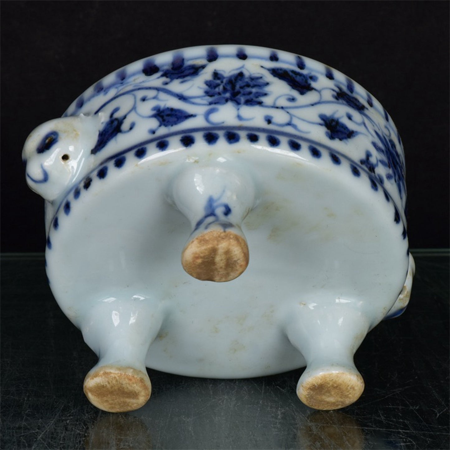 Chinese Antique Flower Pattern Three legged Incense Burner