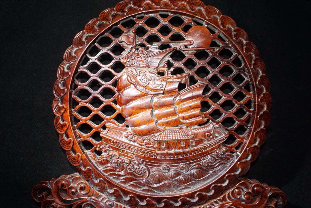 Chinese antique rosewood screen ornaments