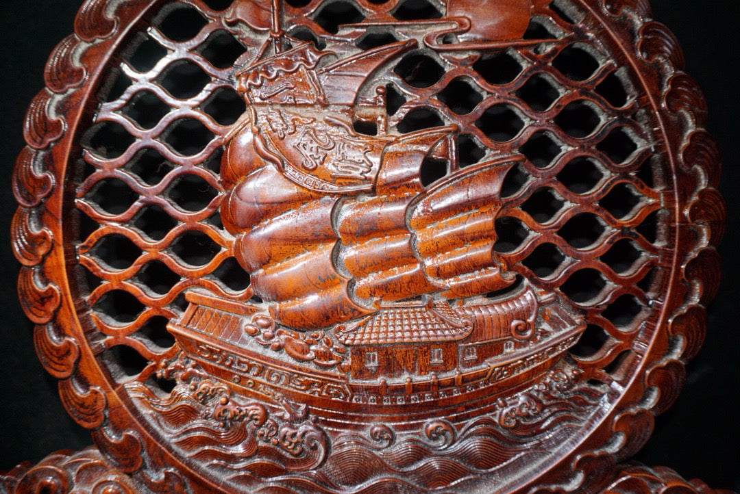 Chinese antique rosewood screen ornaments