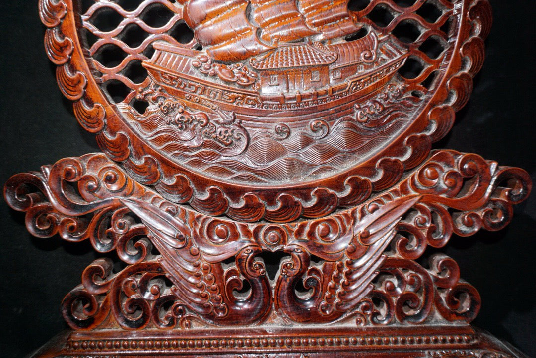 Chinese antique rosewood screen ornaments