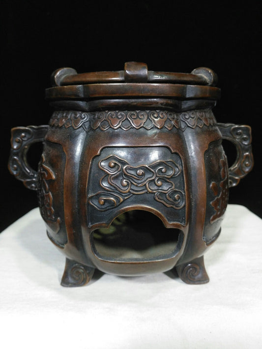 Chinese antique pure copper "Zhaocai Jinbao Charcoal Stove"