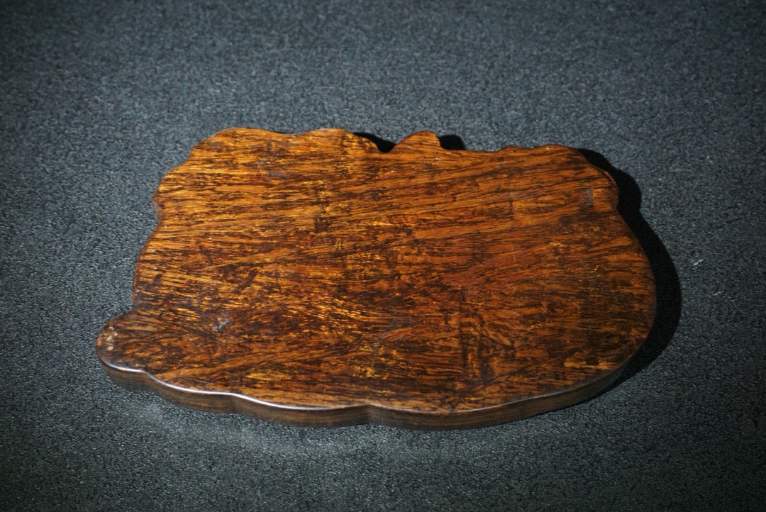 Chinese antique rosewood inlaid bamboo yellow inkstone