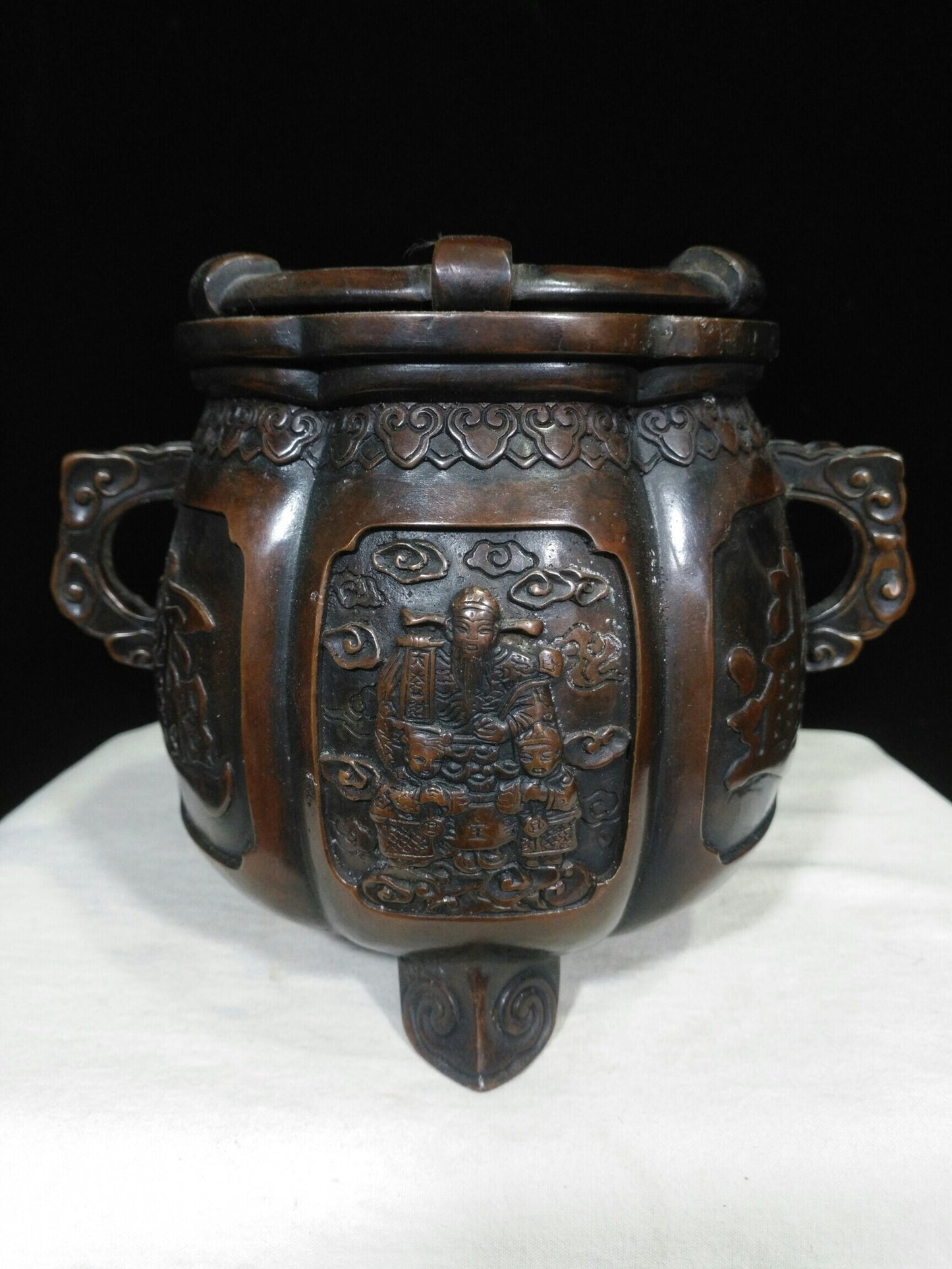 Chinese antique pure copper "Zhaocai Jinbao Charcoal Stove"