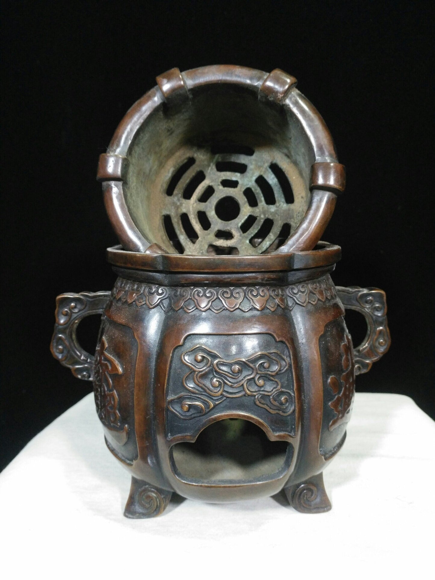Chinese antique pure copper "Zhaocai Jinbao Charcoal Stove"