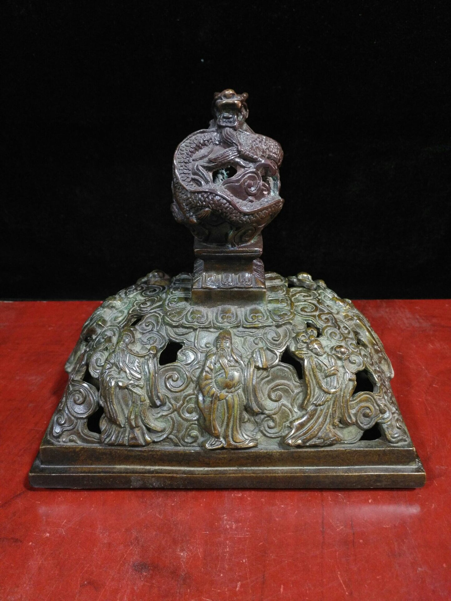 Chinese antique pure copper "Chao Guan Er Ba Xian Ding Lu"
