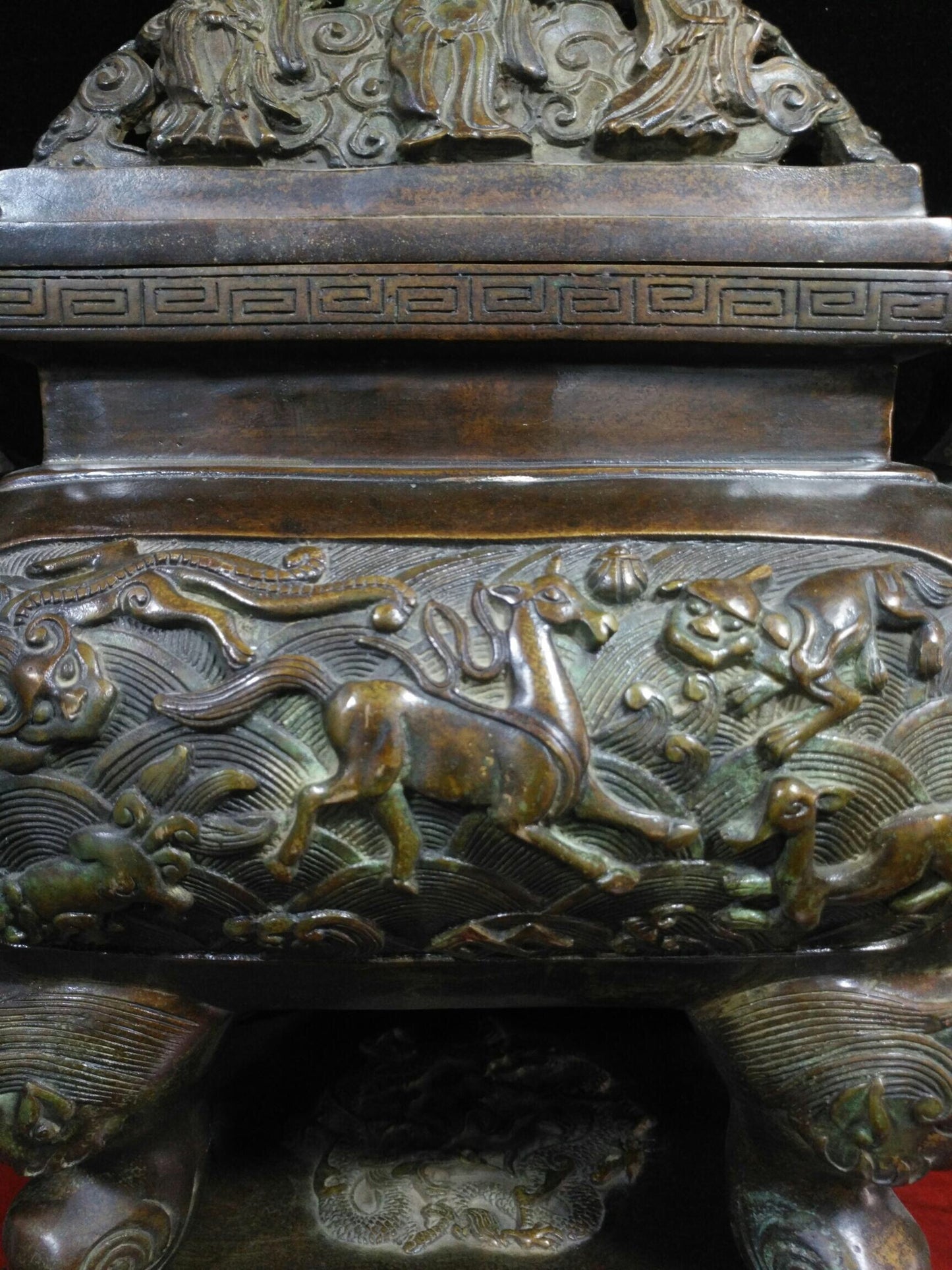 Chinese antique pure copper "Chao Guan Er Ba Xian Ding Lu"