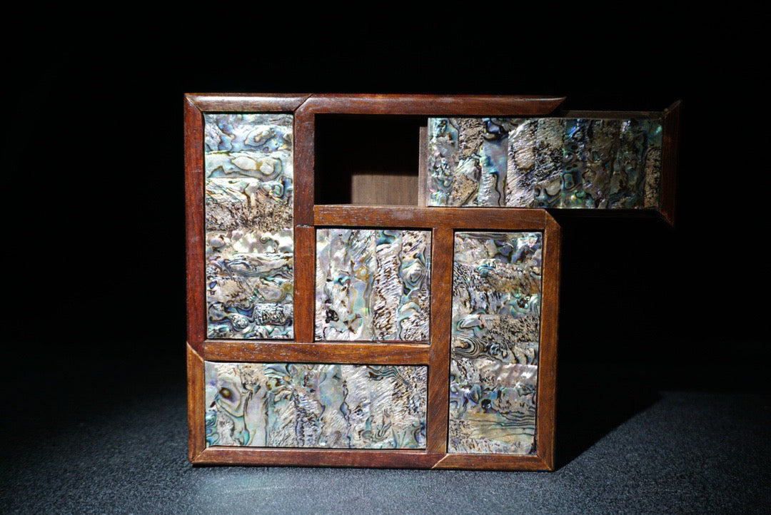 Chinese antique rosewood five open jewelry box
