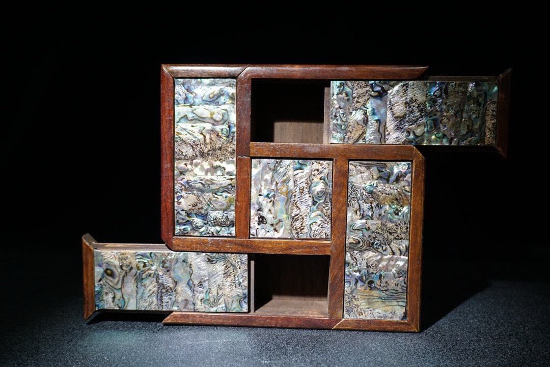 Chinese antique rosewood five open jewelry box