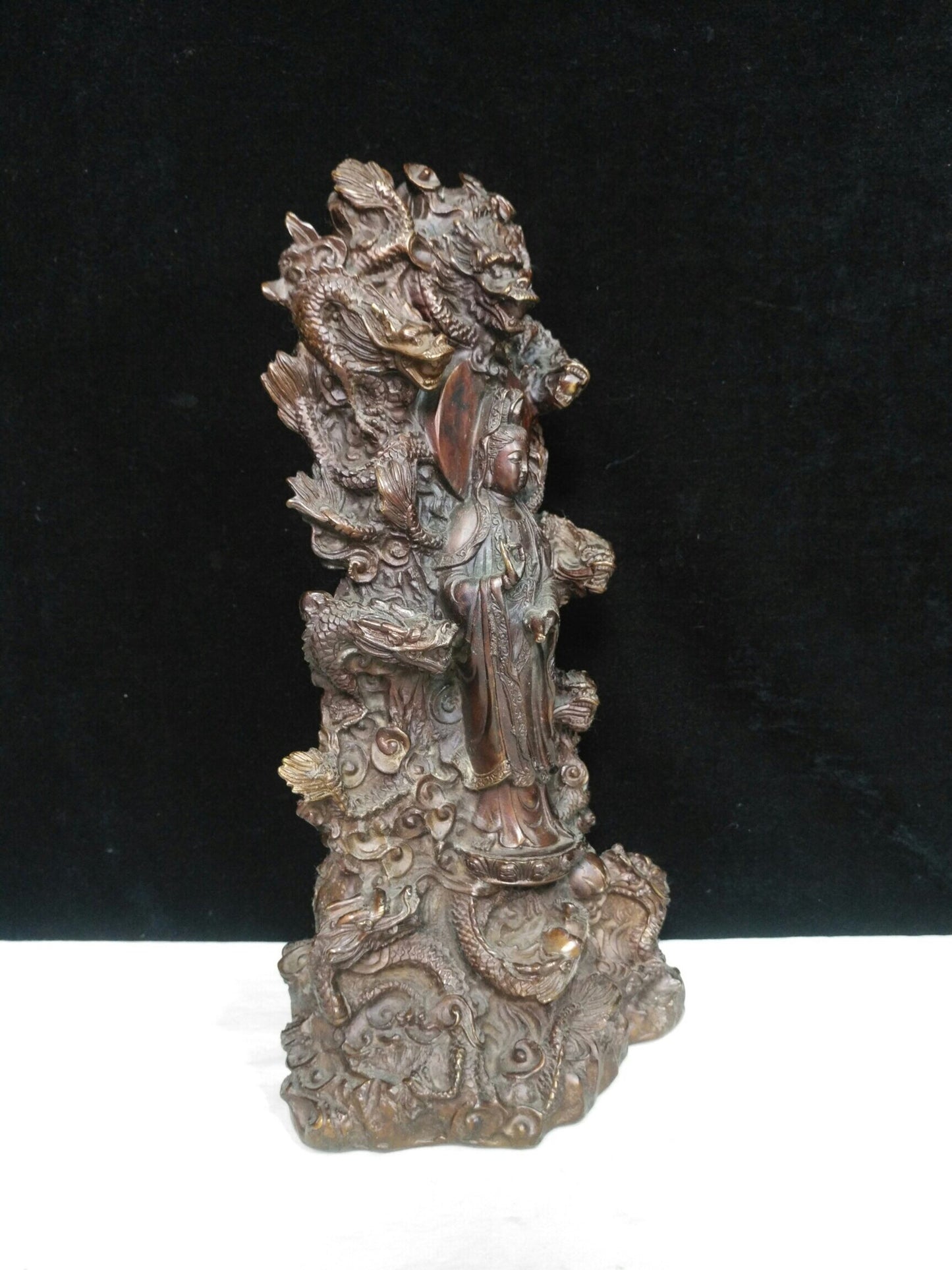 Chinese antique pure copper "Nine Dragon Guanyin Bodhisattva"