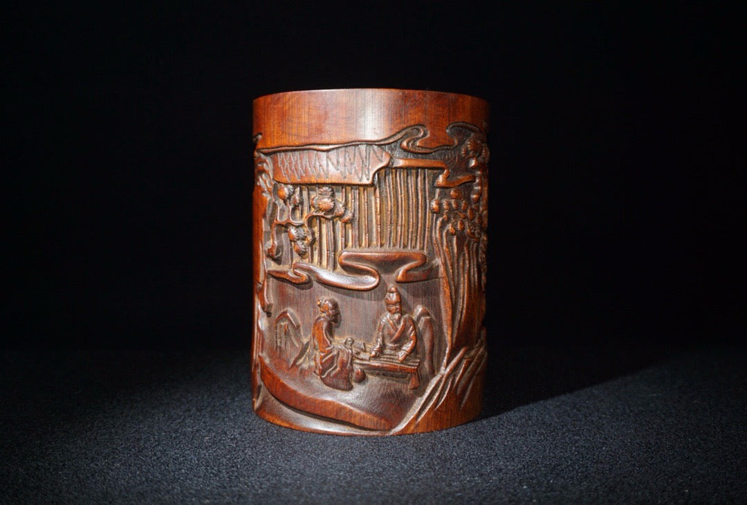 Chinese antique bamboo carving pen holder