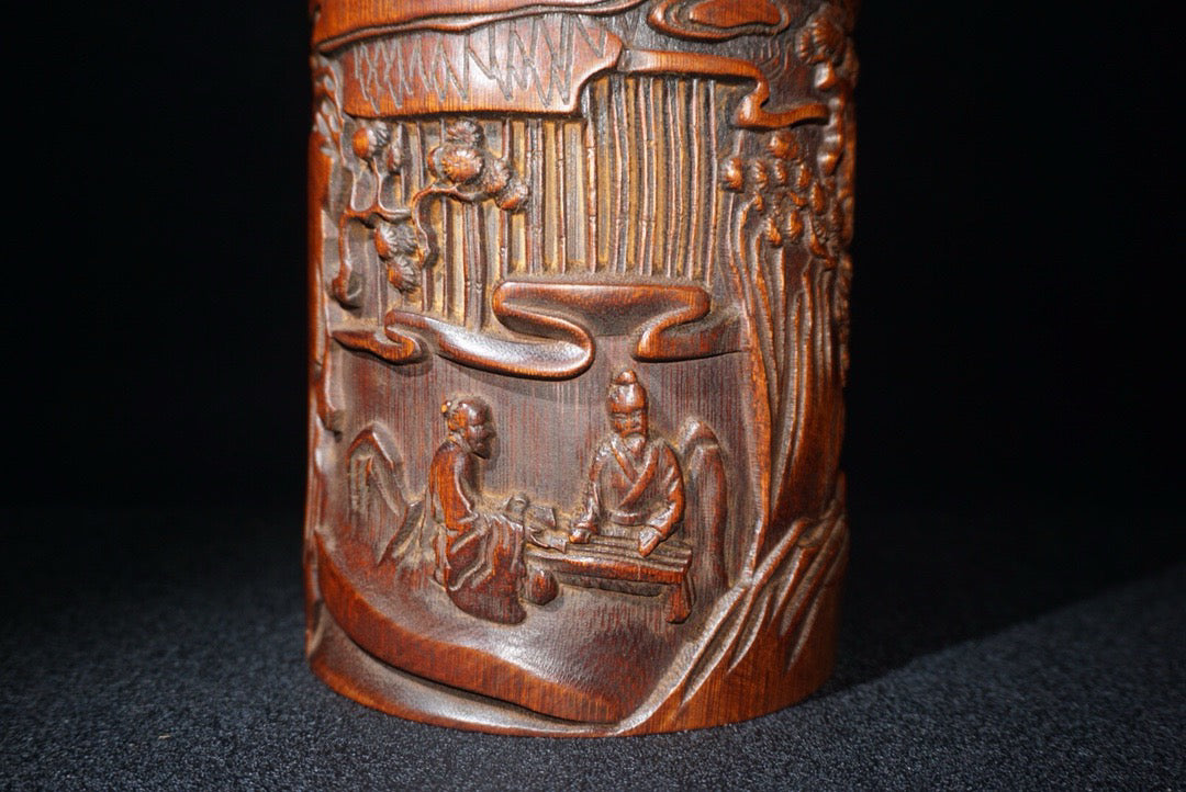 Chinese antique bamboo carving pen holder
