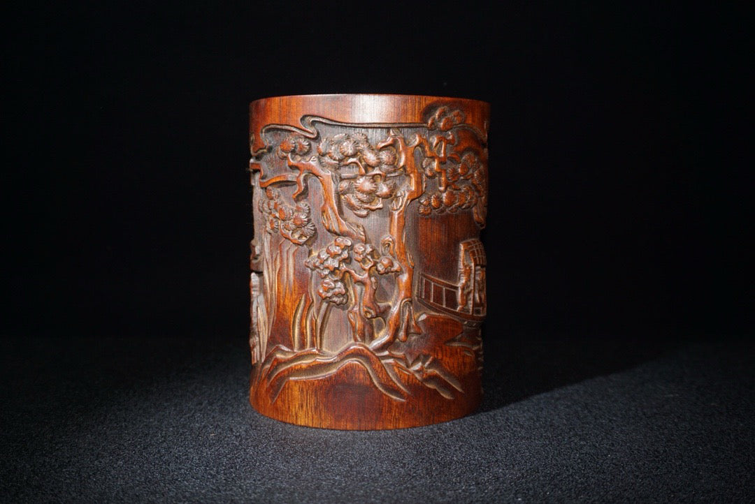 Chinese antique bamboo carving pen holder