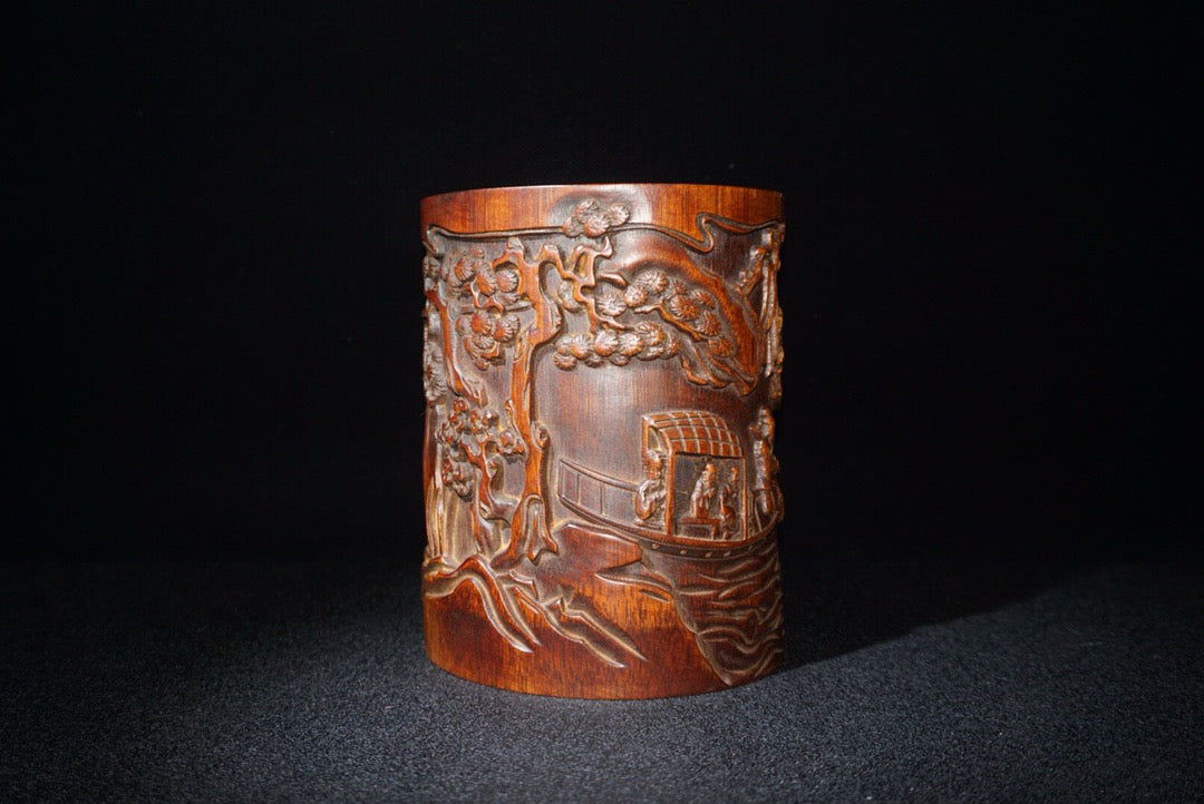 Chinese antique bamboo carving pen holder