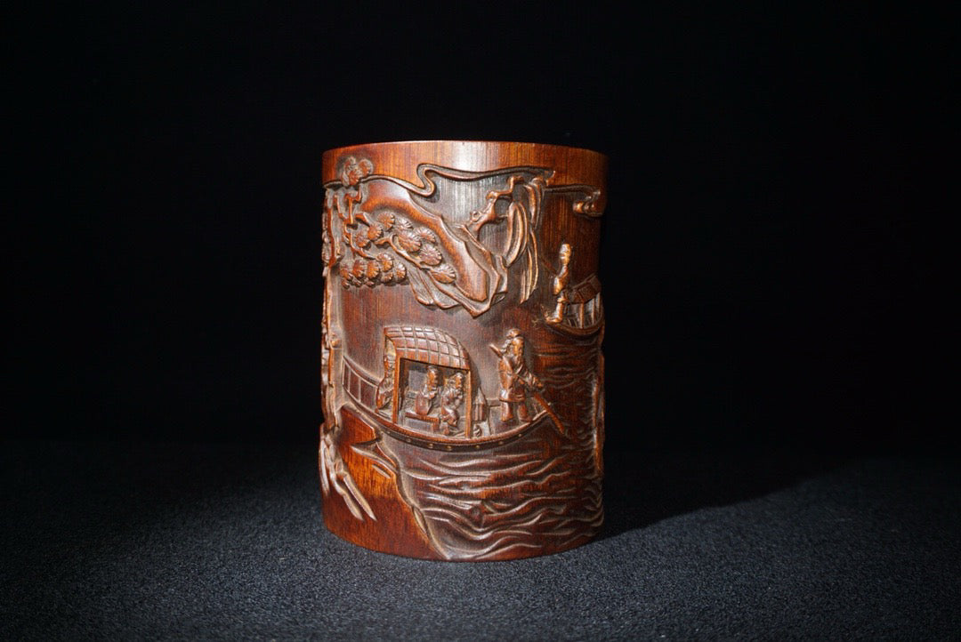 Chinese antique bamboo carving pen holder