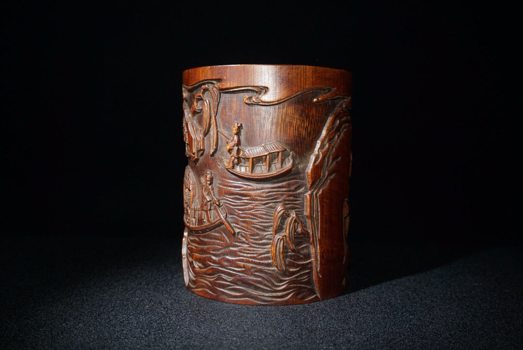 Chinese antique bamboo carving pen holder