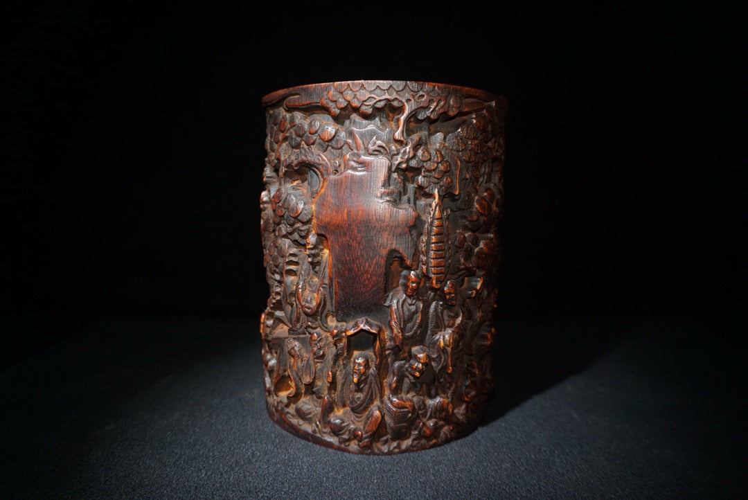 Chinese antique bamboo carving pen holder