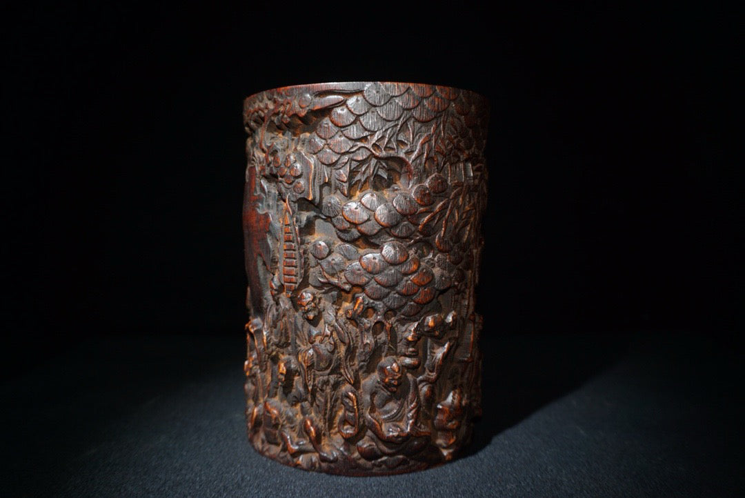 Chinese antique bamboo carving pen holder