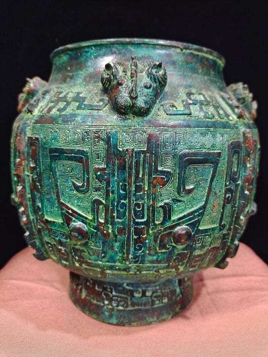 Chinese antique bronze "Four Sheep Head Pills"