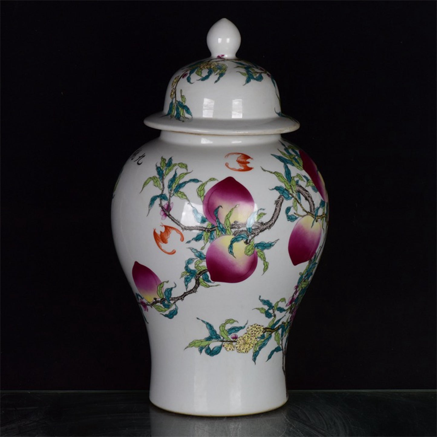 Chinese Antique Pink Nine Peach General Jar