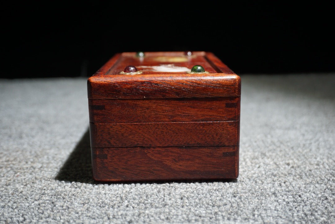 Chinese antique rosewood inlaid shell mechanism box