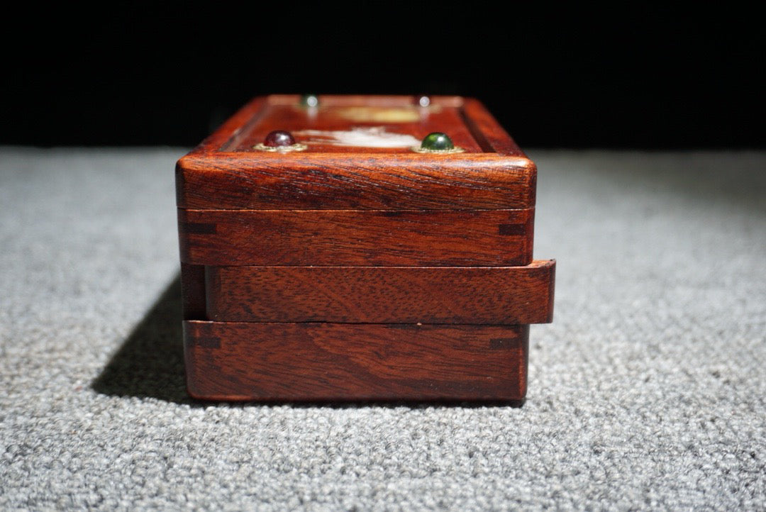 Chinese antique rosewood inlaid shell mechanism box