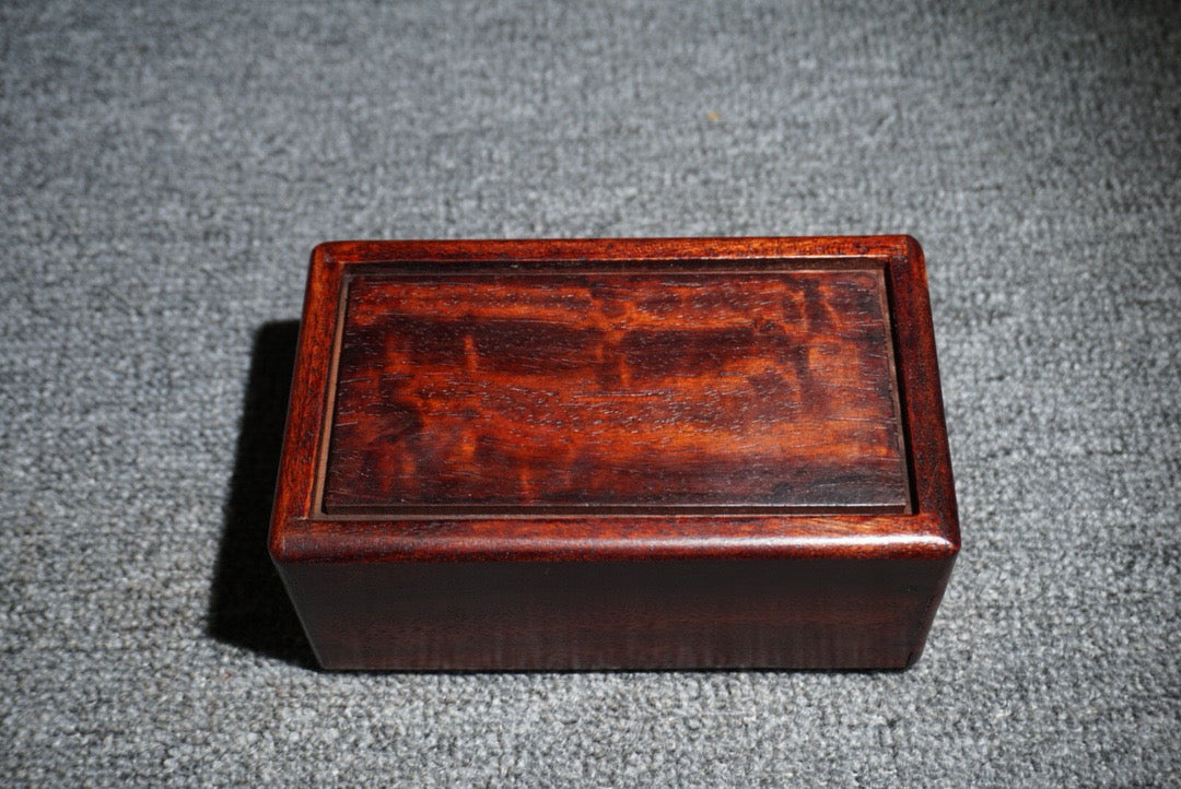 Chinese antique rosewood inlaid shell mechanism box