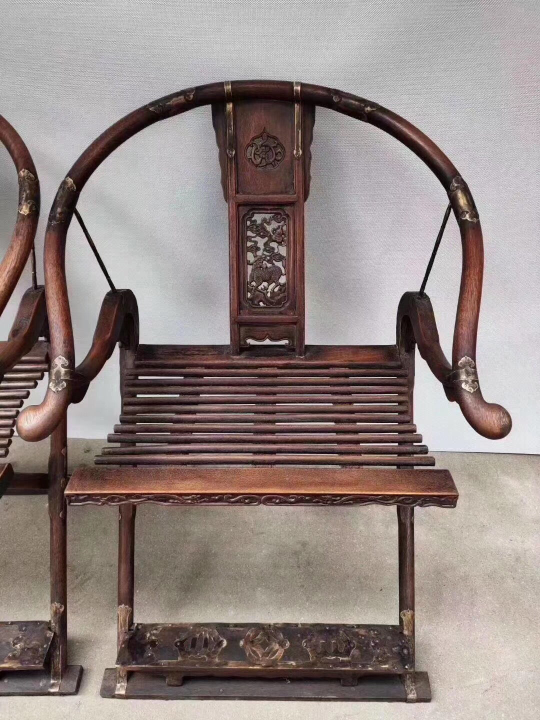 A pair of Chinese antique rosewood folding chairs