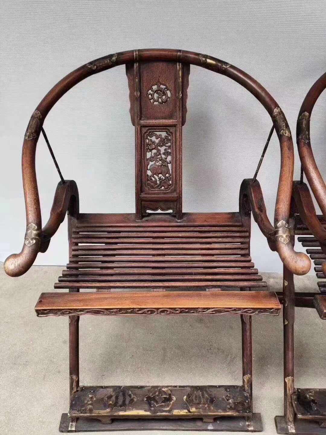 A pair of Chinese antique rosewood folding chairs