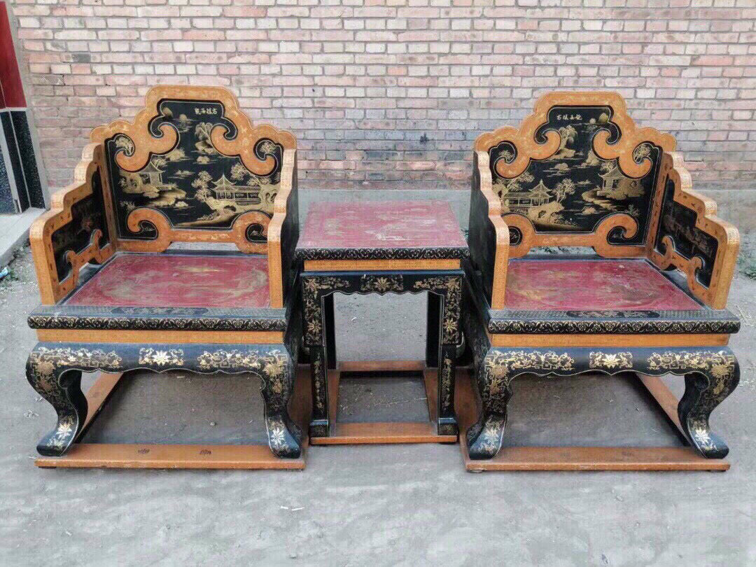 A set of Chinese antique rosewood throne