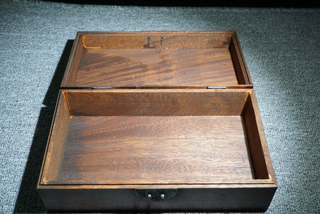 Chinese antique rosewood inlaid shell box