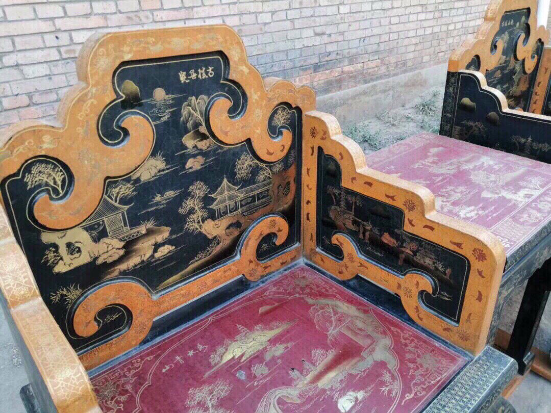 A set of Chinese antique rosewood throne