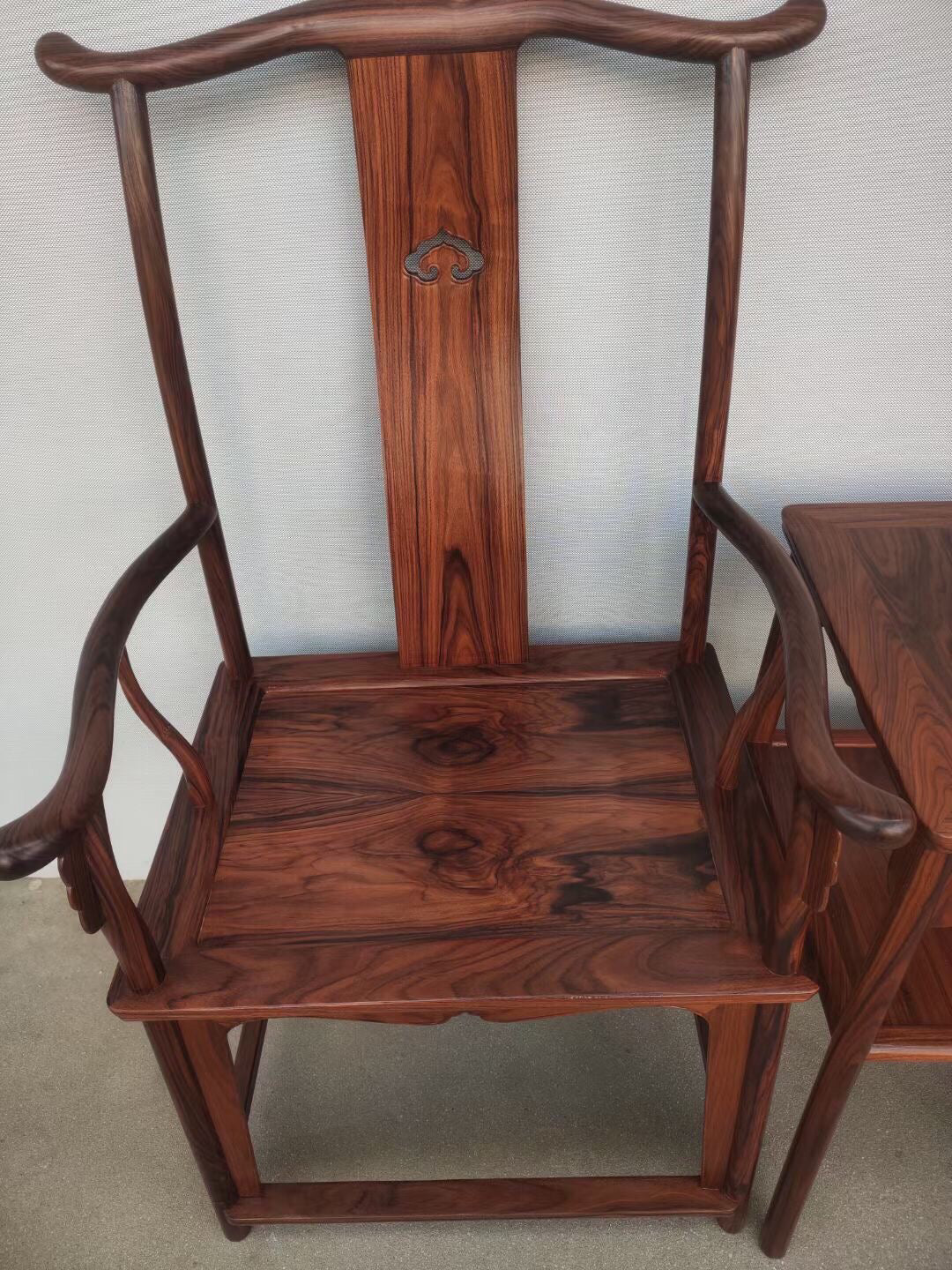 A set of Chinese antique rosewood official hat chairs
