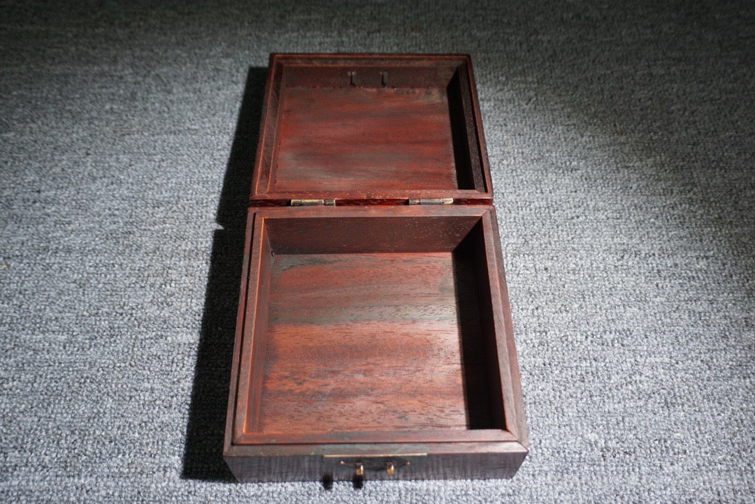 Chinese antique rosewood inlaid gemstone square box