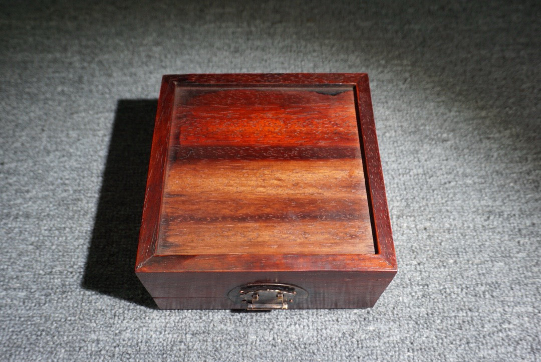 Chinese antique rosewood inlaid gemstone square box