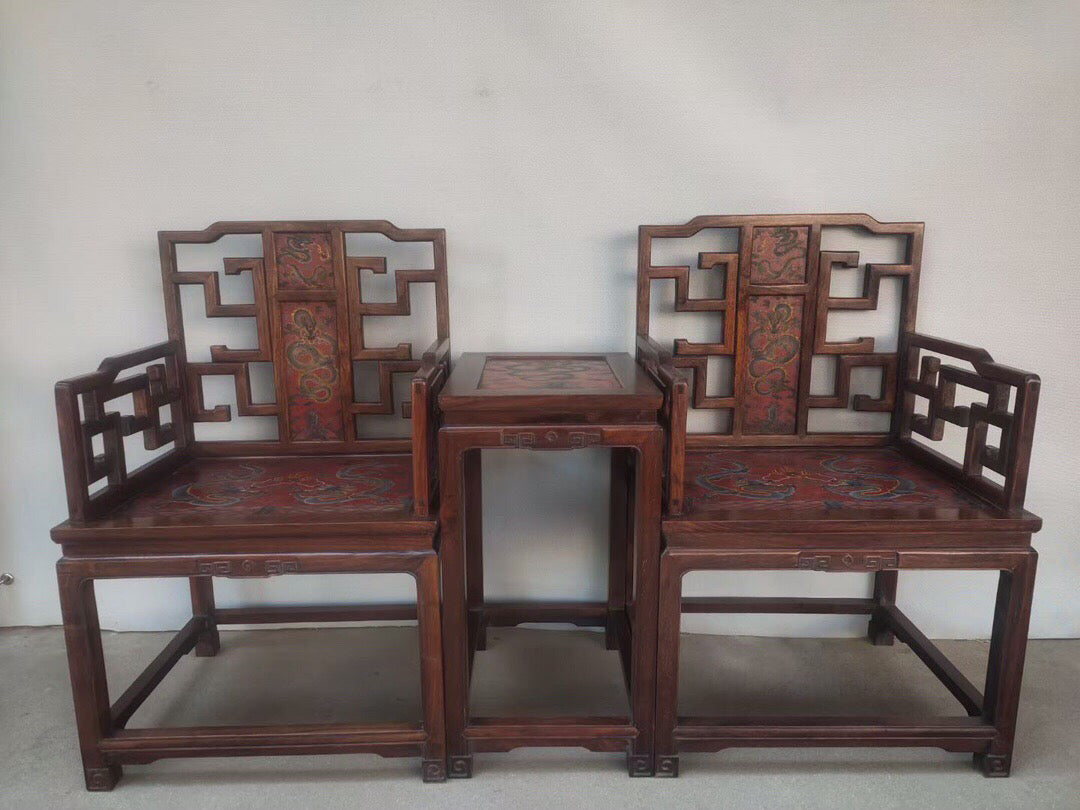 A set of Chinese antique rosewood grand chairs