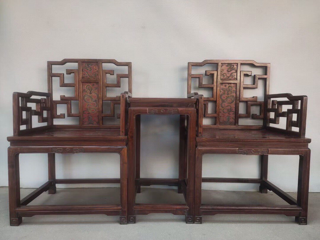 A set of Chinese antique rosewood grand chairs