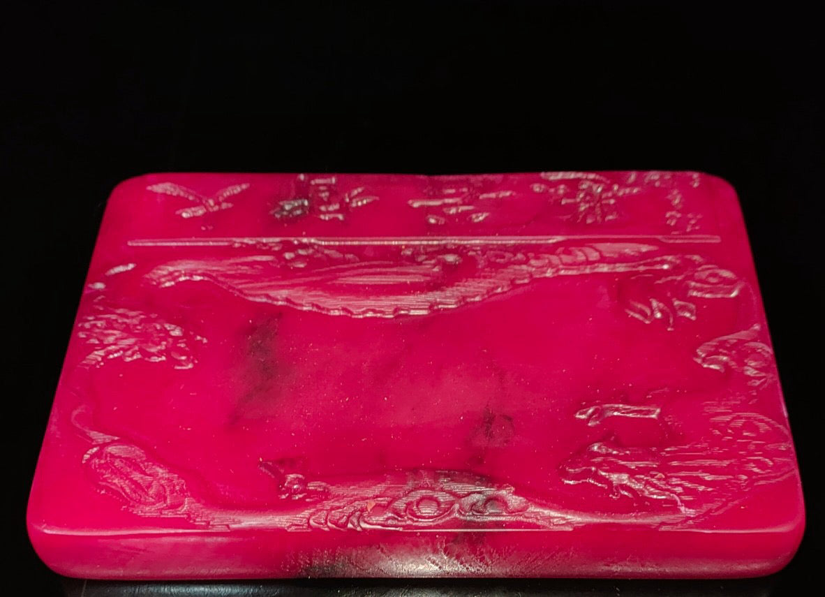Chinese antique Hongtian Huangshi inkstone