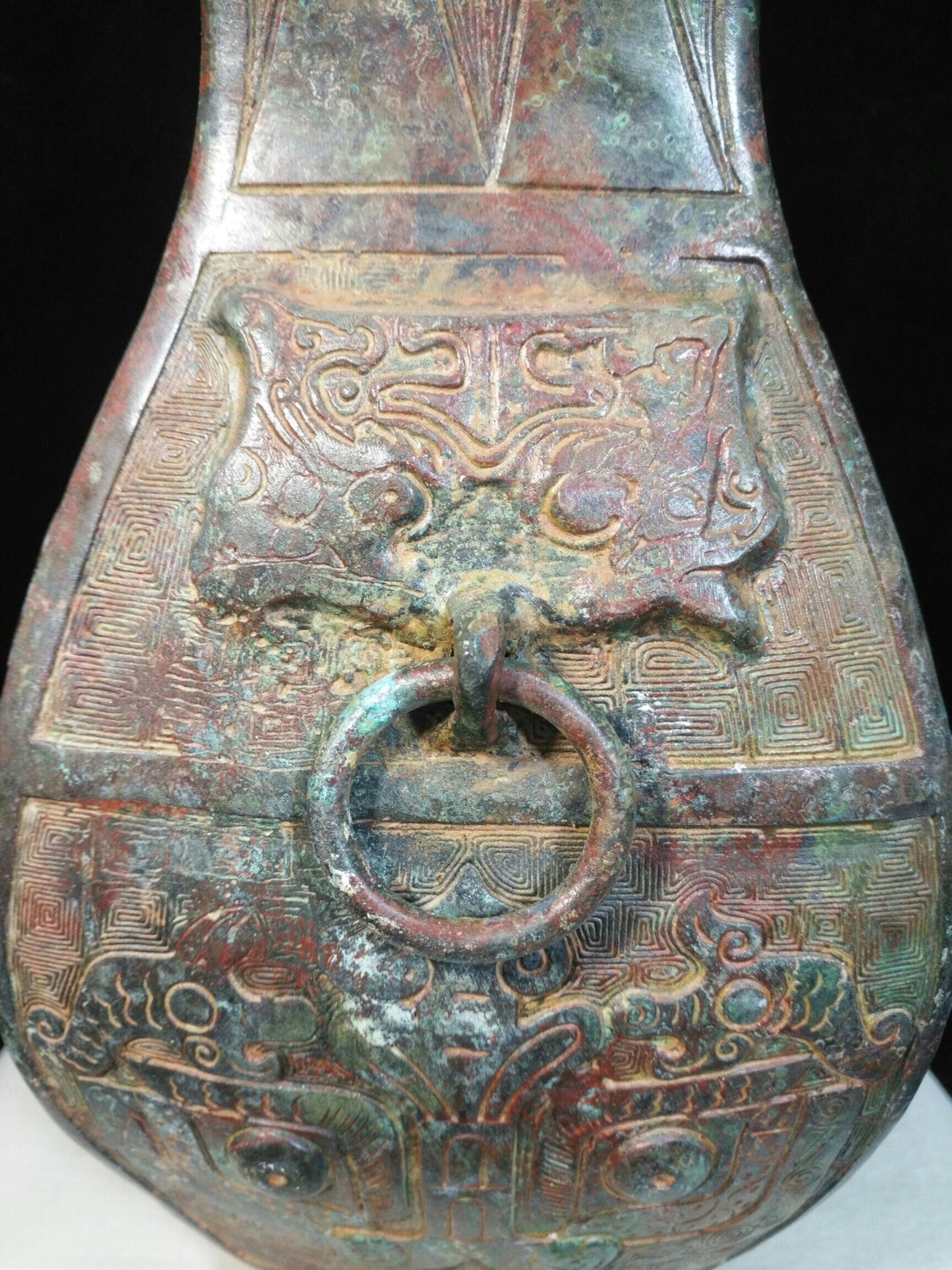 Chinese antique bronze "Taotie Pattern Fang Pot"